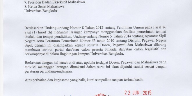 Netralitas Universitas Bengkulu dalam Pilkada 2015 Netralitas Universitas Bengkulu dalam Pilkada 2015