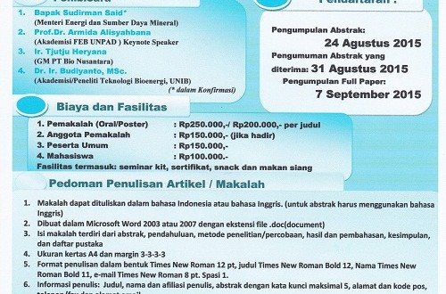 Call For Paper Seminar Nasional FEB UNIB Call For Paper Seminar Nasional FEB UNIB