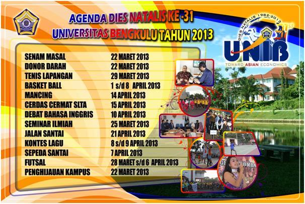 Agenda Kegiatan dalam rangka Dies Natalis ke-31 Unib