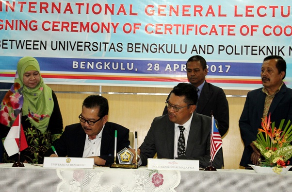UNIB Tandatangan Sertifikat Kerjasama dengan Politeknik Nilai Malaysia
