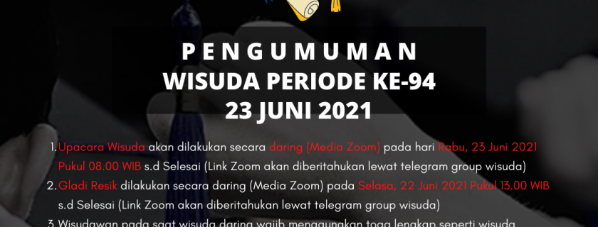 P E N G U M U M A N WISUDA PERIODE KE-94 23 Juni 2021