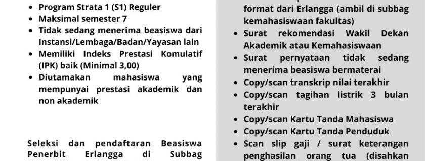 Beasiswa Penerbit Erlangga Semester Ganjil TA 2021/2022