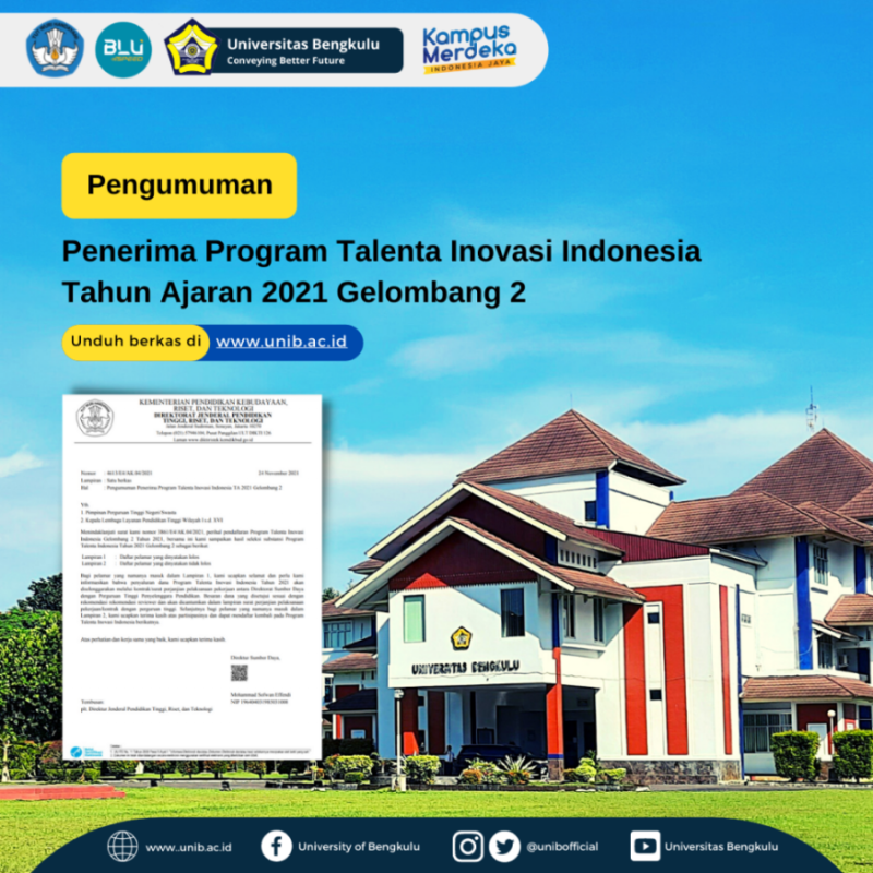 Program Talenta Pengumuman Penerima Program Talenta Inovasi Indonesia Tahun Ajaran 2021 ...