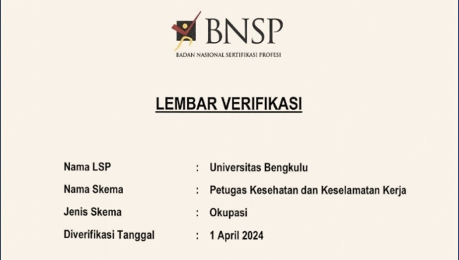 12 Skema Sertifikasi di LSP Unib Terverifikasi oleh BNSP