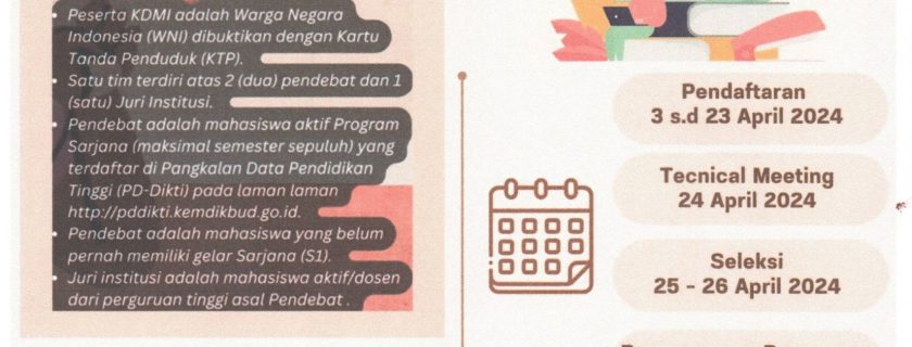 Seleksi Kompetisi Debat Mahasiswa Indonesia (KDMI) Tingkat Universitas Tahun 2024