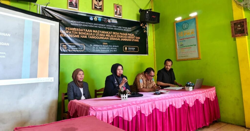Dosen FH Unib Edukasi Warga Pasar Palik tentang Sertipikasi Tanah dan Jaminan Kredit